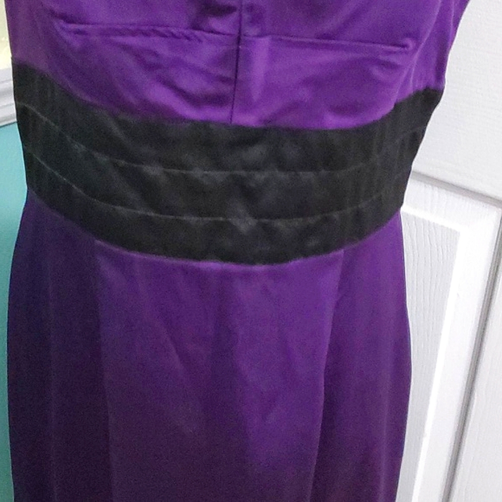 Democracy Purple & Black Pleated Waist Sheath Mini Dress 14 Party Wedding - Picture 3 of 11